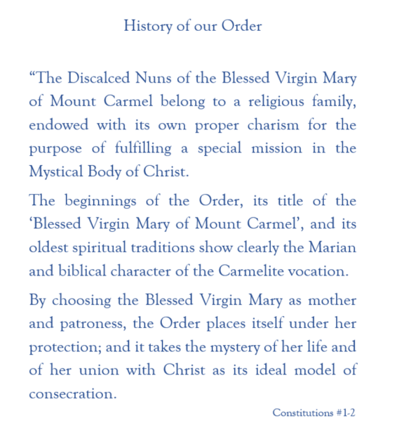 History of Our Order